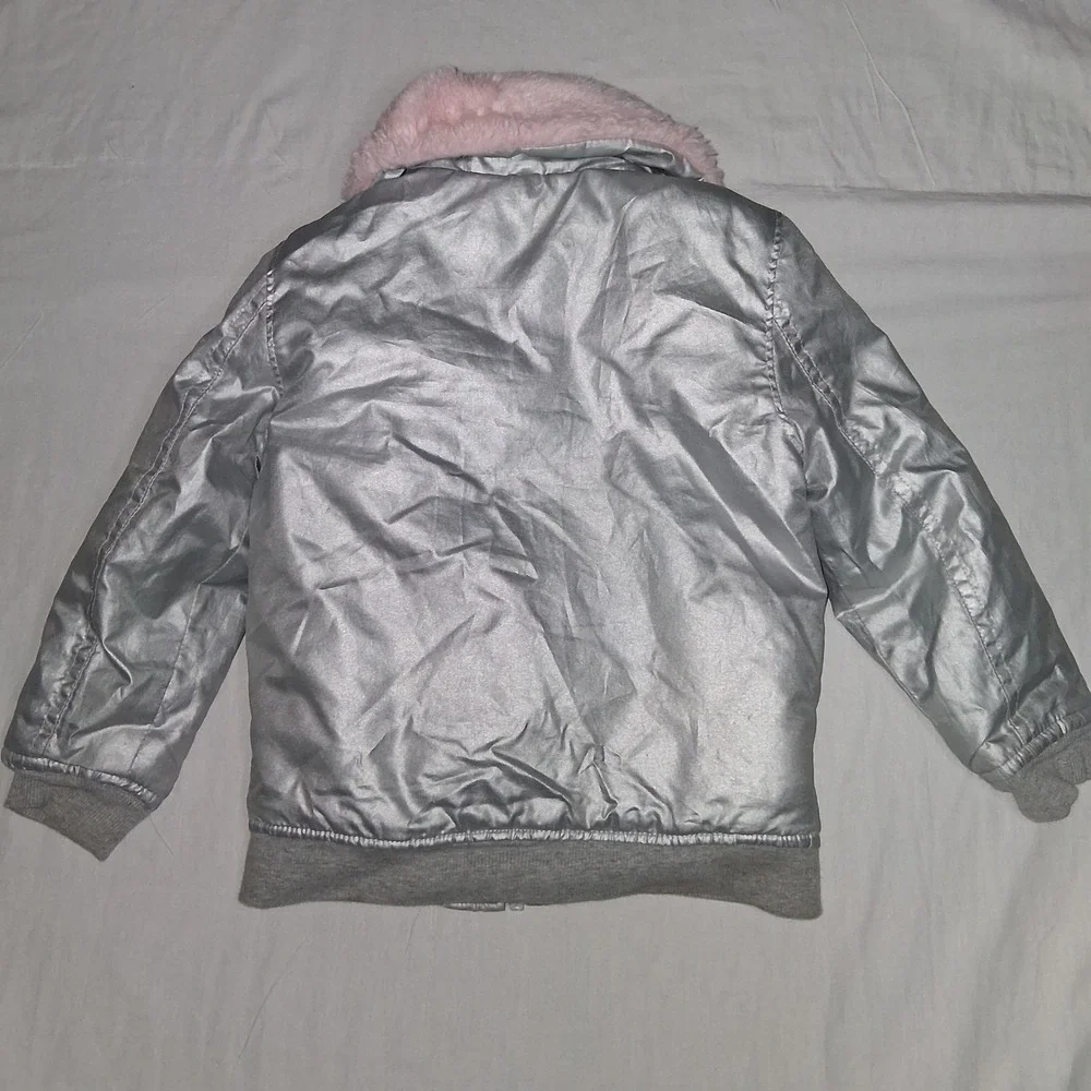 Buffalo‎ David Bitton Kids Silver Star Faux Fur Collar Bomber Jacket Size 3T